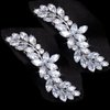 HINZIC 2Pcs Rhinestone Barrettes Crystal Sparkly Leaf Diamond Hair Clips Silver French Bridal Hairpins Wedding Engagement Prom Christmas Valentines Accessories for Bride Women Girls Thick Hair
