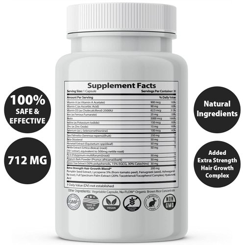 Finanutride Natural DHT Blocker & Hair Growth Capsules - Prevent Hair Loss, Stimulate Follicles, Proprietary Regrowth Treatment