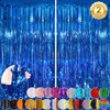 Blue Fringe Curtain Party Streamers 2Pack 3.3x8.3 Ft Foil Fringe Backdrop Curtains for Birthday Wedding Bridal Baby Shower Holiday Tinsel Streamers Blue Christmas Party Decorations Door Streamer