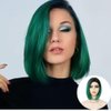 Salaibs Green Bob Wigs for Women Dark Root Short Ombre Green Straight Hair Wig Middle Part Natural Fiber Daily Wig