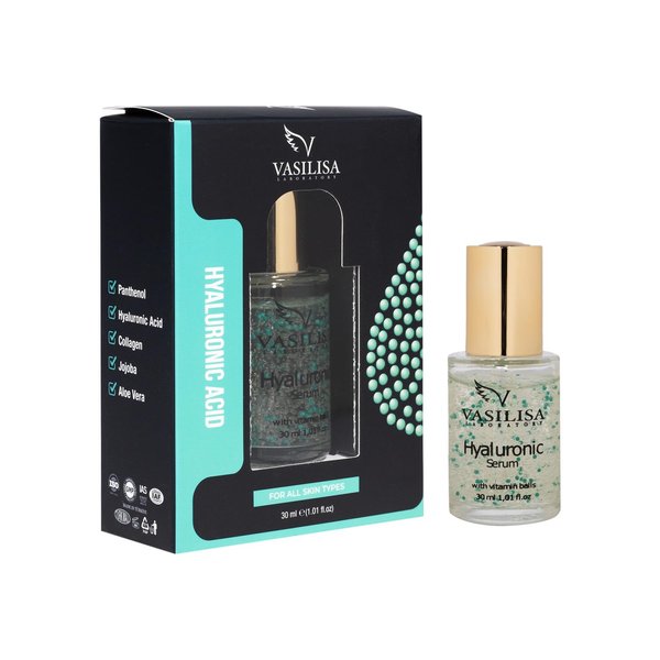Vasilisa Laboratory Hyaluronic Acid Serum, Hydrating Daily Skin Booster, Collagen Repairs Skin Barrier, Aloe Vera & Jojoba Moisturizing