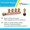 SharkBite 3/4 Inch x 1/2 Inch Outlet 4 Port Closed Multi-Port Tee, Push to Connect Brass Plumbing Fittings, PEX Pipe, Copper, PVC, 25555LF