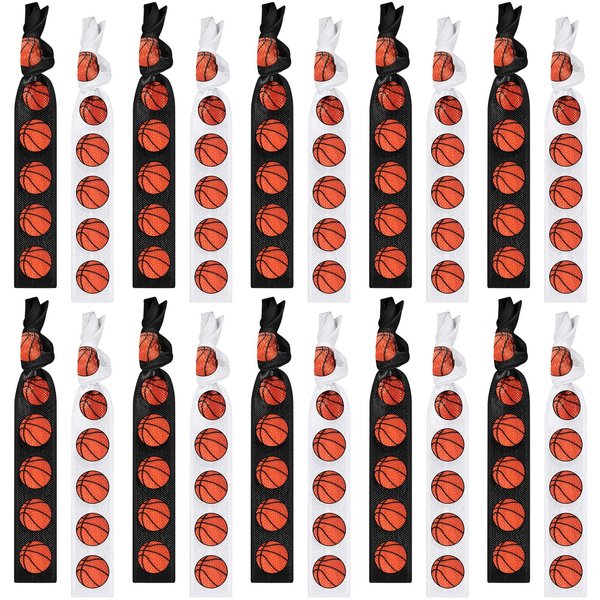 20 Pcs Basketball Hair Ties Basketball Hair Bands Ponytail Holders Basketball Elastic Hair Ties No Crease Ribbon Basketball Hair Accessories for Girls Women Basketball Party Team Members