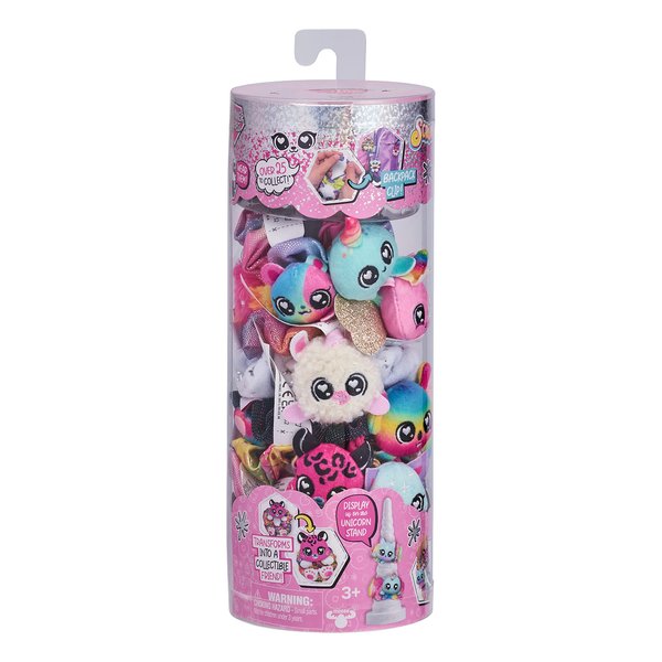 SCRUNCHMIEZ 96553 Seven Pack, Exclusive Magically transforms from Hair Scrunchie to Cute Plush Friend as Well as Backpack Clip. So Many Characters to Collect & wear