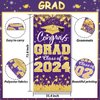 2024 Graduation Party Decorations - Purple Gold Congrats Grad Class of 2024 Banner 2024 Graduation Party Supplies Front Door Cover Porch Sign Backdrop Wall Decor