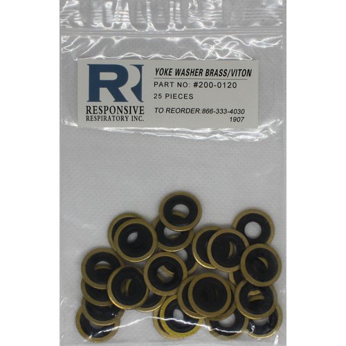 Oxygen Tank Regulator Brass Yoke Washer Seals by Responsive Respiratory - Pack of 25