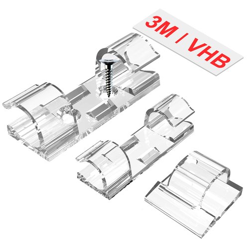 Outdoor Light Clips (Assorted Sizes, 60 PCS), Adhesive Cable Cord Organizer for Wall, Clear Wire Holder Electric Wires, PC Management Under Desk, Christmas LED M&L