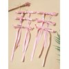 LFOUVRE Pink Hair Bow, 6pcs Hair Bows for Women, Pink Hair Clips for Girls, Pink Bow with Tassel, Bowknot Pink Hair Ribbons for Women, Pink Bow Hair Clips, Pink Bow for Hair, Pink Hair Accessories