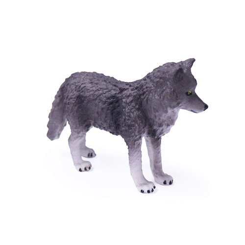 UANDME 4pcs Wolf Toy Figurines Set Wolf Animal Figures Grey Wolf Family Cake Topper Toy Gift for Kids (Grey)
