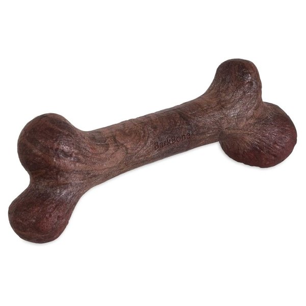 Pet Qwerks Dinosaur BarkBone - Nylon Dog Bone for Aggressive Chewers - Steak Flavor - 6.5"