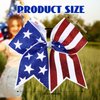 10 Pcs 4th of July Glitter Cheer Hair Bows 8'' Patriotic Cheerleader Hair Bows Red White Blue America Flag Hair Bow with Elastic Ponytail Holder Independence Day Hair Accessory for Kids (Stylish)