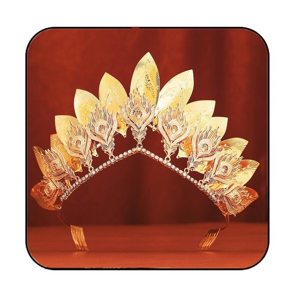 CAKURE Gold Crown Mary Goddess Headband Leaf Halo Crowns Queen Headpiece Party Bridal Headdress Cosplay Halloween Costume Headwear