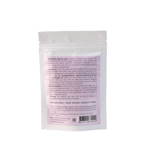 SmoRodina Lifting Alginate Face Mask with Grape Seed Extract, 3 Treatments, Naturally Lifts Face Contour, Hydrates, Nourishes, Adds Firmness