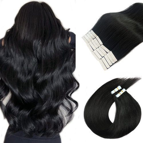 Tape in Hair Extensions Human Hair, Brown Real Human Hair Extensions Tape ins for Women 50g Thick Ends Seamless Invisible Short 12 Inch #4 Light Brown Tape Extensions Smooth Straight