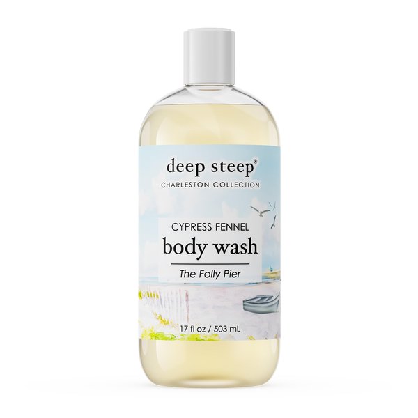 Deep Steep Body Wash, Cypress Fennel (The Folly Pier), 17 oz – Hydrating Shower Gel with Hyaluronic Acid, Shea Butter, Aloe Vera & Argan Oil – Vegan, Clean Beauty, Clean & Refreshed Skin