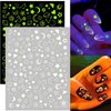 Luminous Nail Art Stickers, Fluorescent Nail Self-Adhesive Decals, Glow in The Dark Nail Art Design, Sun Moon Stars Love Heart Nail Sticker Decoration for Women Girls Manicure 3D Nail Decal(6 Sheets)