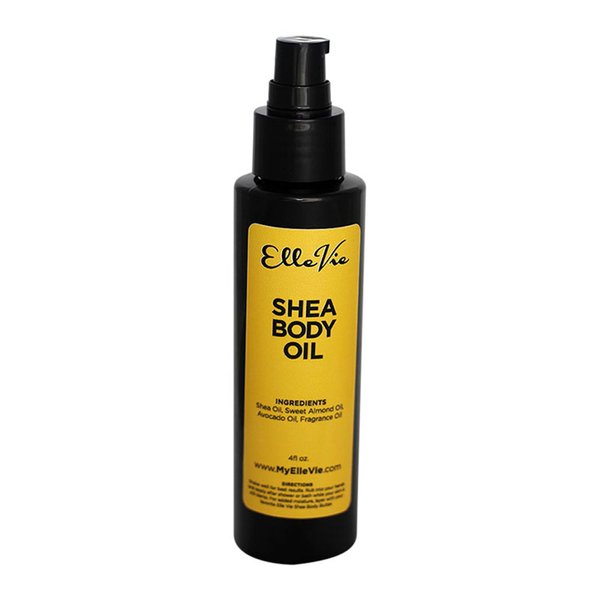 Elle Vie Unscented Shea Body Oil, Shea, Almond, Avocado Body Oil, Essential Hydrating Moisturizer Oil, Natural Massage Body Oil for Skin, (4fl oz.)
