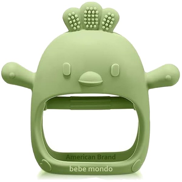 Bebe Never Drop Teething Toys for Babies 0-6months, Infants New Born Chew Toys for Teething Relief, Silicone Baby Teether Hand Pacifier,0-3 Months Baby Essentials for Sucking Needs,Shower Gifts(Olive)