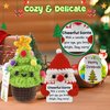 Nenalayo 4PCS Christmas Positive Crochet Doll with Positive Card-Cute Knitted Christmas Tree,Cheerful Santa,Positive Deer and Snowman,Fun Gift for Christmas,Party Decorations
