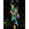 DesGully Wind Chimes,Hummingbird Solar Wind Chimes for Outside,Aluminum Tubes Memorial Wind Bell for Garden/Patio Decor Thanksgiving Gifts for Mom, Wife, Grandma Neighbors(25 Inch Deep Tone)