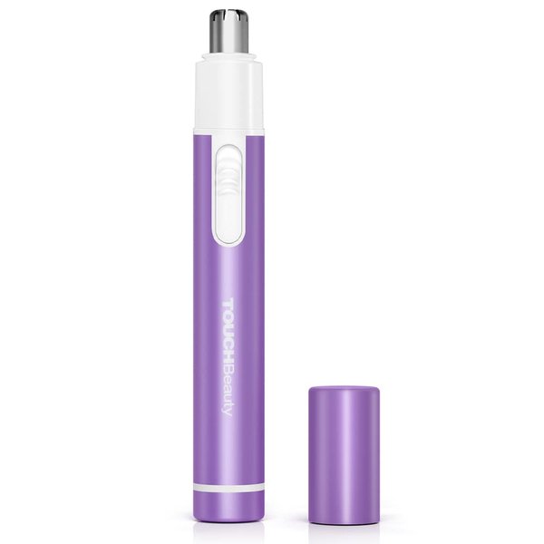 TOUCHBeauty Ear Nose Hair Trimmer for Women,Painless Nose Hair Removal,Metal Cover, Safe Cutter System, Mini Pen-Sized, Battery Powered Violet Color 0656