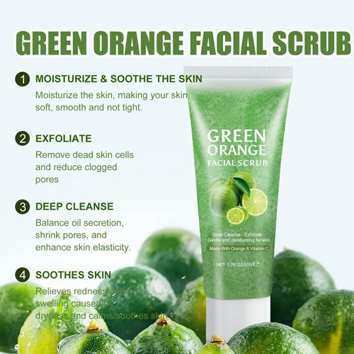 Green Tangerine Vitamin C Face Scrub - Microdermabrasion Facial Scrub, Purifying Exfoliating for Face & Body, Gentle for Sensitive Skin, Korean Skincare for Smoother Skin (1PC, 1)