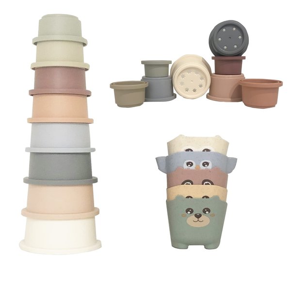 13PCS Baby Stacking Toys Nesting Cups, Stacking Cups Toy, Drain Holes for Cup Stacking Set, Baby Stacking Cups Bath Toy for Toddlers 1-3