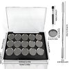 Caliee Makeup Tray Set 15 PCS 20mm Round Metal Pot Spatula and Eyeshadow Brush Tools Makeup Travel Magnetic Tray Girl Empty Magnetic Makeup Tray Mouth Red Blush Powder Eyeshadow