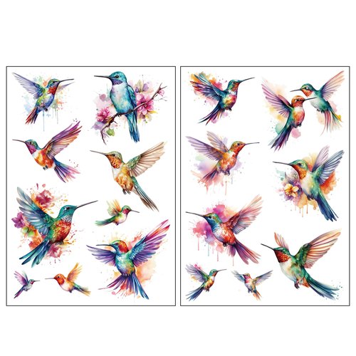 Everjoy Realistic Watercolor Hummingbirds Temporary Tattoo Stickers - Waterproof Fake Tattoos for Women and Girls
