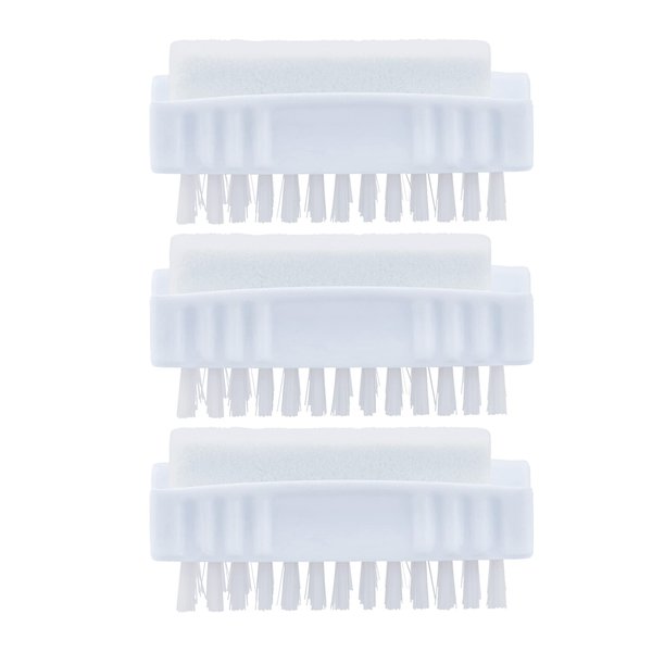 Superio Nail Brush with Pumice Stone Duel Side Shower Brush Bathroom Foot Scrubber exfoliate Dry Dead Skin Stiff Bristles Brush Removes Callus on Hand Heels Smooth Skin, (3)