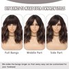 BEAUTIFA Brown Mix Blonde Wig with Bangs for Women 14 Inch Shoulder Length Short Bob Wavy Curly Wig Brown Mix Blonde Wig Heat Resistant Synthetic Wigs