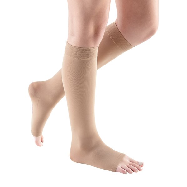 mediven Comfort for Women, 20-30 mmHg – Open Toe Leg Circulation, Calf High Compression Stockings for Women, Semi-Transparent Leg Support Compression Hosiery , III-Petite, natural