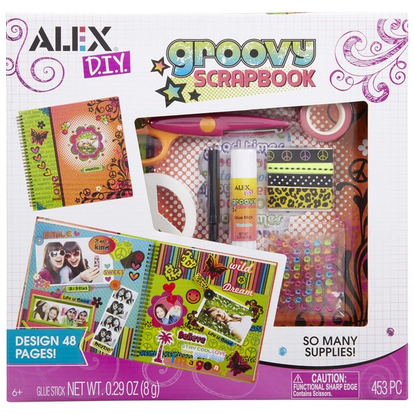Alex Craft Groovy Scrapbook Kids Art and Craft Activity, Design 48 Pages, Allows Children to be Creative and Use their Imagination, Super Fun & Easy, For Ages 6 and up
