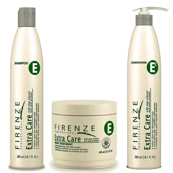Firenze Professional Extra Care TRIO - Extra Care Shampoo, Conditioner & Mask Treatment, Includes Gift Bag