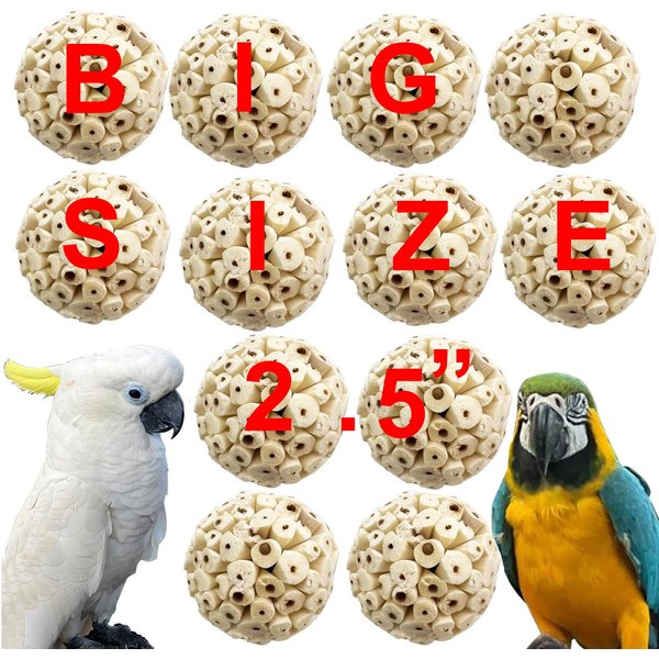 AEspares 12 Pack Big Size 2.5" Sola Ataa Bird Toy Interactive and Durable Play Ball Toy for Parrots Cockatiels Pet Birds
