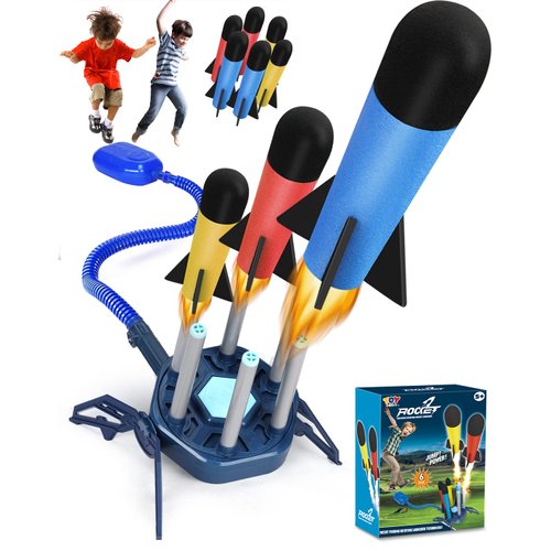 TOY Life Toy Rocket Launcher for KidsToy Rocket with 6 Foam Rockets and Refills Rocket Launcher for Kids 5-8-12 Shoot Up to 100 Ft Outdoor Toys Rocket Launcher Toy for Kid