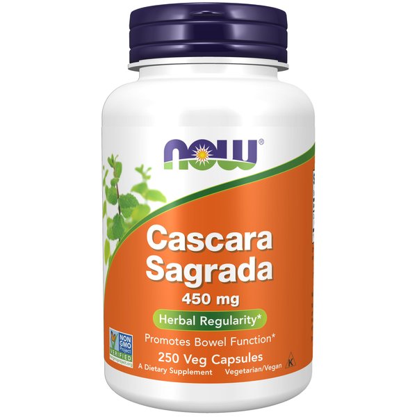 NOW Supplements, Cascara Sagrada (Rhamnus purshiana) 450 mg, Herbal Regularity*, 250 Veg Capsules