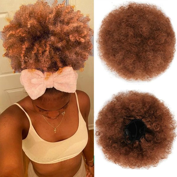 MISSSPECIAL Afro Puff Drawstring Ponytail Extension for Black Women 9A Synthetic Afro Puff Ponytail for Natural Hair, Clip On Kinky Drawstring Ponytail Hair Bun (30#, Afro Puff Medium Size)