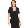 Women Black Bolero Shrug Soft Chiffon Open Front Sheer Short Sleeve Cropped Cardigans for Evening Dress(Black,M)