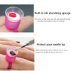 Plastic Tattoo Ink Ring Cups with Sponge Ink Cups, 50 Pack Portable Microblading Glue Ink Ring Pigment Caps, Permanent Makeup Tattoo Eyelash Eyebrow Extensions Tool (Pink)