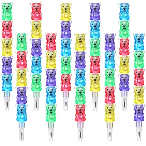 Chinco Stackable Pencils Plastic Bear Pencils Kids Stacking Point Pencils 5 in 1 Stacking Colored Pencils Party Favors for Birthday Party Supplies Goodie Bag Filler School Fun Equipment(20 Pieces)