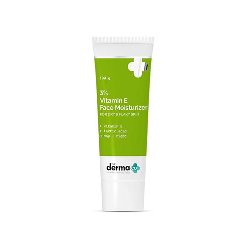 The Derma Co 3% Vitamin E Face Moisturizer for Dry & Flaky Skin | Deeply Hydrates & Nourishes Damaged Skin | Makes Skin Soft & Supple | Non-Greasy & Lightweight | 3.53 Oz/100g