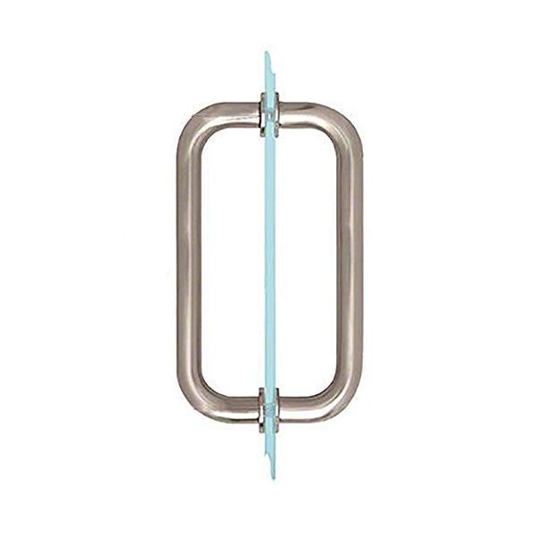 Dynasty Hardware 8" Back to Back Tubular Shower Door Pull for Frameless Shower Doors, Satin Nickel, with Trim Washers