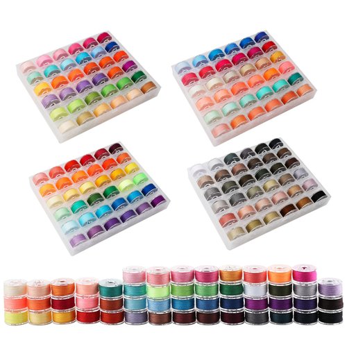 144Colors Prewound Bobbin Thread Plastic Size A SA156 Class 15 Polyester Thread 4Box Each 36Colors for Embroidery and Sewing Machine Use Bobbin with Thread Sewing Threads Assorted Colors