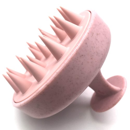 BEAVERSTRONG Shampoo Massager Brush, Silicone Scalp Cleanser and Head Scrubber Round Brush for Shower and Hair Care (Pink)