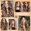 Wavy Hair Extension for Women 20 Inch Long Wavy Hairpieces Black Brown Clip in Hair Extensions Fiber Double Weft Hair 4PCS Full Head Thick Synthetic Clip in Hairpieces(Honey Blonde Mixed Light Brown)