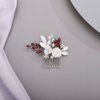 BERYUAN White Rose Flower Crystal Hair Comb for Women Cute Crystal Comb for Bride RED 1