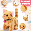 Halloscume 4 Pcs Cat Stuffed Animal Interactive Electronic Plush Animals Walking Barking and Wagging Tail Toys for Christmas Classroom Kids Birthday Gifts 7"