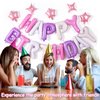 iPartycool Happy Birthday Banner, 24pcs 3D Happy Birthday Balloon, Birthday Party Decorations, Happy Birthday Sign with 6pcs Star Balloons Birthday Decorations for Girls Women Birthday Party Supplies