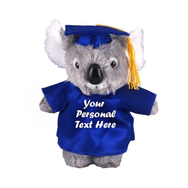 Plushland Plush Stuffed Animal Toys 12 Inches Present Gifts for Graduation Day, Personalized Text, Name or Your School Logo on Gown, Best for Any Grad School Kids (Graduation Koala Blue Gown)